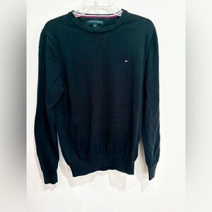 Tommy Hilfiger Men's Classic Dark Blue Signature 100% Cotton Crewneck Sweater, M